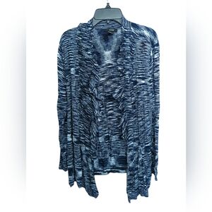 Alfani Navy And White Textured Cardigan Size Large.